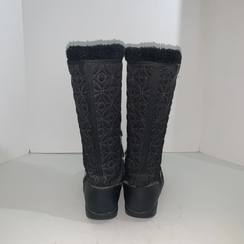 Helly Hansen Boots Womens Size 6.5 Black Quilted Faux Fur Lace Up Winter Snow